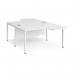 Maestro 25 back to back ergonomic desks 1400mm deep - white bench leg frame, white top MB14EBWHWH