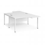 Maestro 25 back to back ergonomic desks 1400mm deep - white bench leg frame, white top MB14EBWHWH