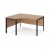 Maestro 25 left hand ergonomic desk 1400mm wide - black bench leg frame, beech top MB14ELKB