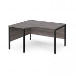Maestro 25 left hand ergonomic desk 1400mm wide - black bench leg frame, grey oak top MB14ELKGO