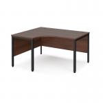 Maestro 25 left hand ergonomic desk 1400mm wide - black bench leg frame and walnut top