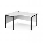 Maestro 25 left hand ergonomic desk 1400mm wide - black bench leg frame, white top MB14ELKWH