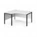 Maestro 25 left hand ergonomic desk 1400mm wide - black bench leg frame, white top MB14ELKWH