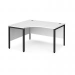 Maestro 25 left hand ergonomic desk 1400mm wide - black bench leg frame, white top MB14ELKWH