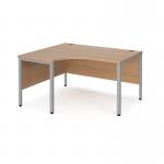 Maestro 25 left hand ergonomic desk 1400mm wide - silver bench leg frame, beech top MB14ELSB