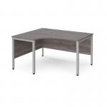 Maestro 25 left hand ergonomic desk 1400mm wide - silver bench leg frame, grey oak top MB14ELSGO