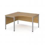 Maestro 25 left hand ergonomic desk 1400mm wide - silver bench leg frame, oak top MB14ELSO