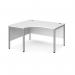 Maestro 25 left hand ergonomic desk 1400mm wide - silver bench leg frame, white top MB14ELSWH