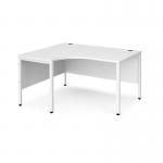 Maestro 25 left hand ergonomic desk 1400mm wide - white bench leg frame and white top