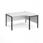 Maestro 25 right hand ergonomic desk 1400mm wide - black bench leg frame, white top MB14ERKWH