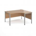 Maestro 25 right hand ergonomic desk 1400mm wide - silver bench leg frame, beech top MB14ERSB