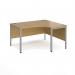 Maestro 25 right hand ergonomic desk 1400mm wide - silver bench leg frame, oak top MB14ERSO