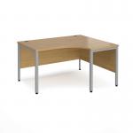 Maestro 25 right hand ergonomic desk 1400mm wide - silver bench leg frame, oak top MB14ERSO