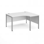 Maestro 25 right hand ergonomic desk 1400mm wide - silver bench leg frame, white top MB14ERSWH