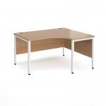 Maestro 25 right hand ergonomic desk 1400mm wide - white bench leg frame, beech top MB14ERWHB