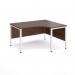 Maestro 25 right hand ergonomic desk 1400mm wide - white bench leg frame, walnut top MB14ERWHW