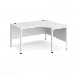 Maestro 25 right hand ergonomic desk 1400mm wide - white bench leg frame, white top MB14ERWHWH