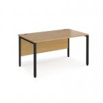Maestro 25 straight desk 1400mm x 800mm - black bench leg frame and oak top