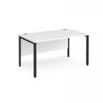 Maestro 25 straight desk 1400mm x 800mm - black bench leg frame, white top MB14KWH