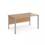 Maestro 25 straight desk 1400mm x 800mm - silver bench leg frame, beech top MB14SB