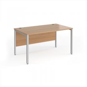 Maestro 25 straight desk 1400mm x 800mm - silver bench leg frame, beech top MB14SB