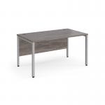 Maestro 25 straight desk 1400mm x 800mm - silver bench leg frame and grey oak top
