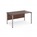 Maestro 25 straight desk 1400mm x 800mm - silver bench leg frame and walnut top