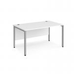 Maestro 25 straight desk 1400mm x 800mm - silver bench leg frame, white top MB14SWH