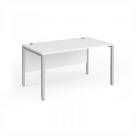 Maestro 25 straight desk 1400mm x 800mm - silver bench leg frame, white top MB14SWH