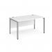 Maestro 25 straight desk 1400mm x 800mm - silver bench leg frame, white top MB14SWH