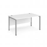 Maestro 25 straight desk 1400mm x 800mm - silver bench leg frame, white top MB14SWH