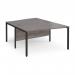 Maestro 25 back to back wave desks 1400mm deep - black bench leg frame, grey oak top MB14WBKGO