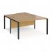 Maestro 25 back to back wave desks 1400mm deep - black bench leg frame, oak top MB14WBKO