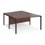 Maestro 25 back to back wave desks 1400mm deep - black bench leg frame, walnut top MB14WBKW