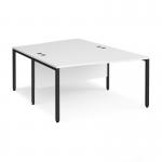 Maestro 25 back to back wave desks 1400mm deep - black bench leg frame, white top MB14WBKWH