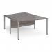 Maestro 25 back to back wave desks 1400mm deep - silver bench leg frame, grey oak top MB14WBSGO