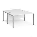 Maestro 25 back to back wave desks 1400mm deep - silver bench leg frame, white top MB14WBSWH