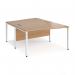 Maestro 25 back to back wave desks 1400mm deep - white bench leg frame, beech top MB14WBWHB