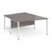 Maestro 25 back to back wave desks 1400mm deep - white bench leg frame, grey oak top MB14WBWHGO