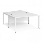 Maestro 25 back to back wave desks 1400mm deep - white bench leg frame, white top MB14WBWHWH