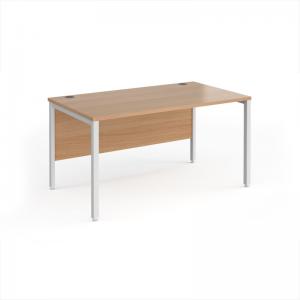 Maestro 25 straight desk 1400mm x 800mm - white bench leg frame, beech