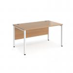 Maestro 25 straight desk 1400mm x 800mm - white bench leg frame, beech top MB14WHB