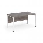 Maestro 25 straight desk 1400mm x 800mm - white bench leg frame and grey oak top
