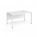 Maestro 25 straight desk 1400mm x 800mm - white bench leg frame, white top MB14WHWH