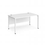 Maestro 25 straight desk 1400mm x 800mm - white bench leg frame and white top