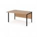 Maestro 25 left hand wave desk 1400mm wide - black bench leg frame, beech top MB14WLKB