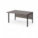 Maestro 25 left hand wave desk 1400mm wide - black bench leg frame, grey oak top MB14WLKGO