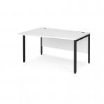 Maestro 25 left hand wave desk 1400mm wide - black bench leg frame, white top MB14WLKWH