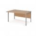 Maestro 25 left hand wave desk 1400mm wide - silver bench leg frame, beech top MB14WLSB