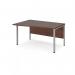 Maestro 25 left hand wave desk 1400mm wide - silver bench leg frame, walnut top MB14WLSW